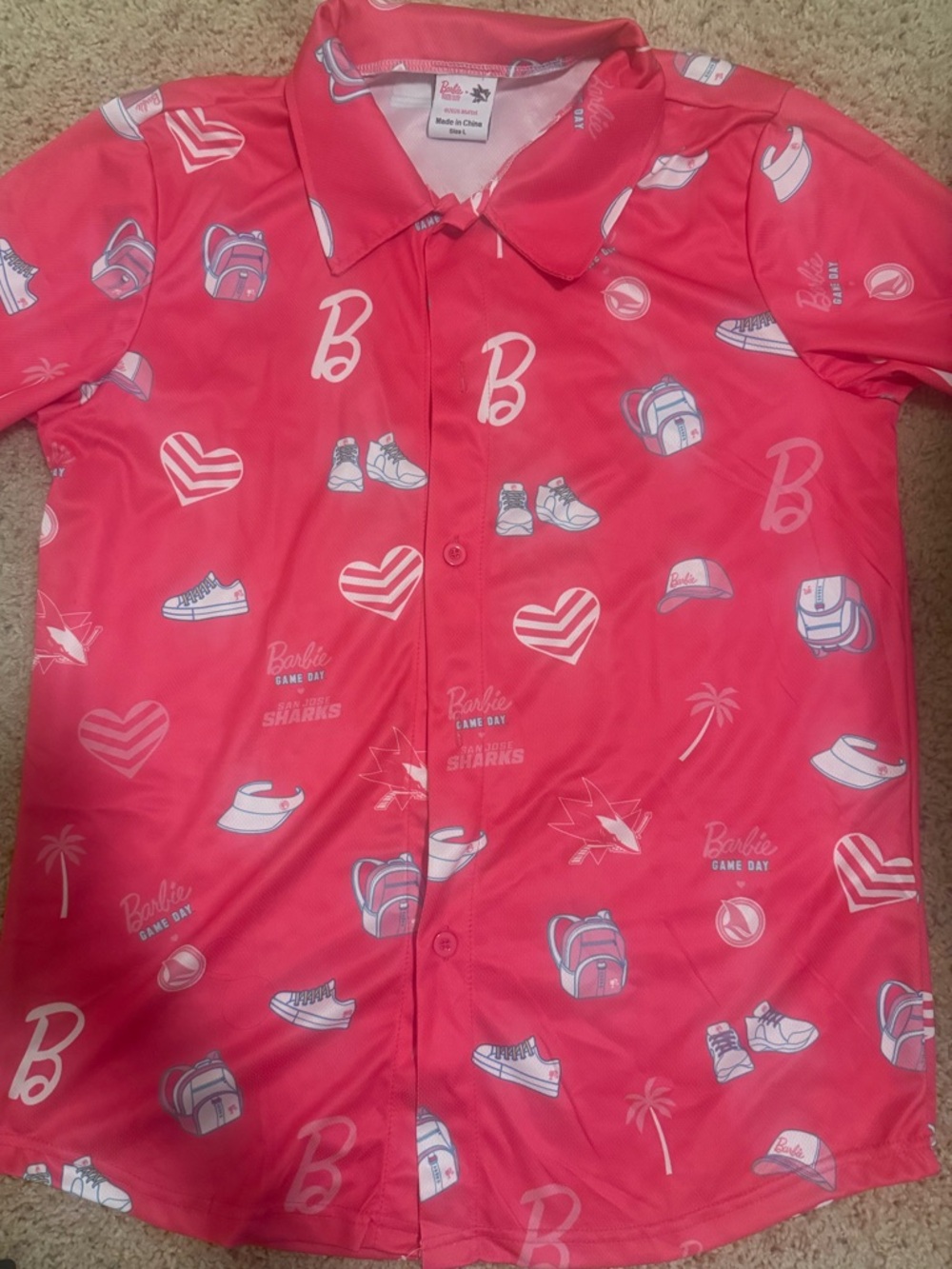 San Jose Sharks Barbie Mattel Game Day Button Up Shirt/jersey Special Promo